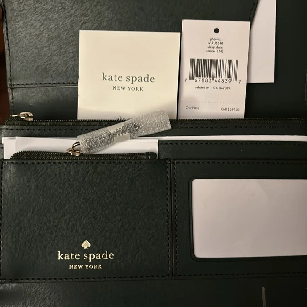 NWT Kate Spade Bixby Place Phoenix Trifold Clutch Wallet Spruce Green